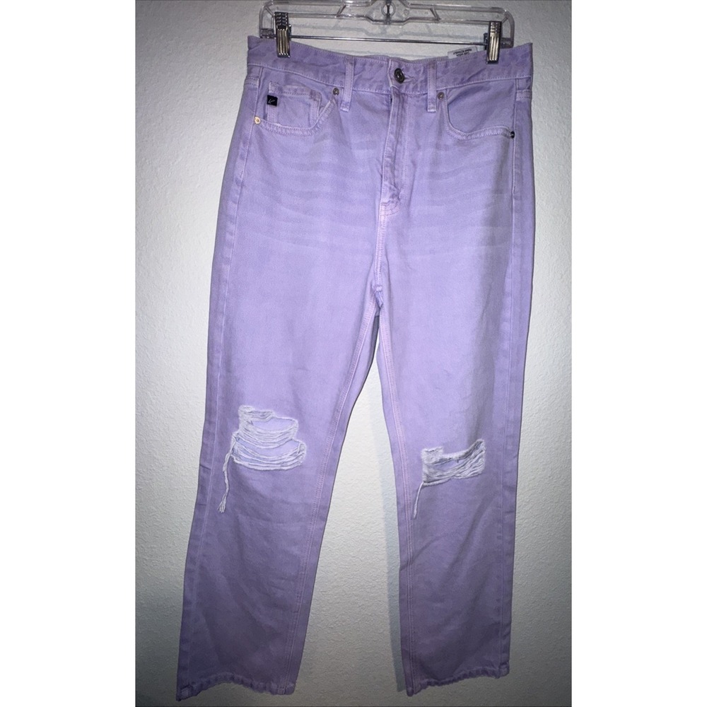 Kancan Women's Jeans 7/27 Lavender Destressed Ultra High Rise pastel goth purple
